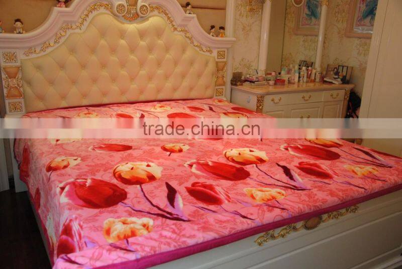 Super warm 100% polyester raschel blanket