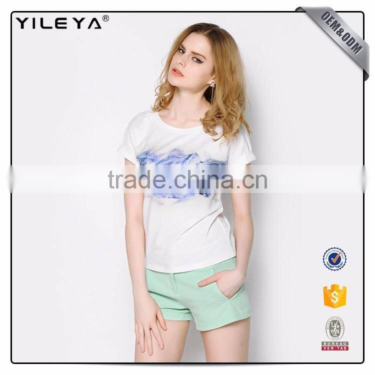 Customizable Pattern Printed O-Neck 2017 Summer Tops