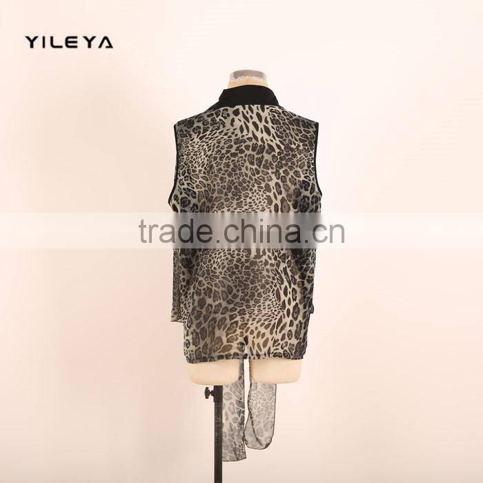 new arrival leopard pattern printed ladies loose chiffon style blouse