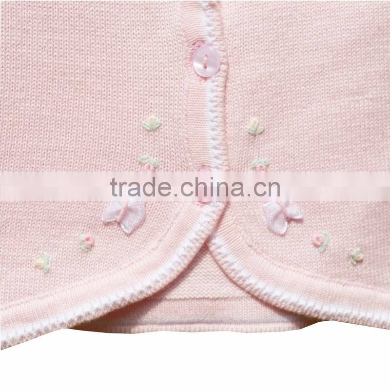 Comfortable Round Neck Long Sleeve Girl Knitted Cardigan