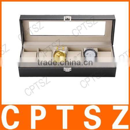 Beautifully six windows standard edition leather watch display box storage box watch box watch