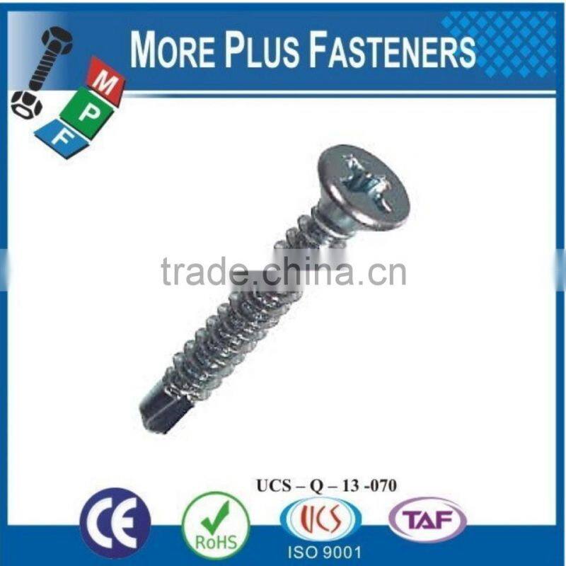 Made in Taiwan Philips Recess Flat Head Countersunk Self Drilling Screw Stainless Steel of Carbon Steel Zinc Plated orPhosphated