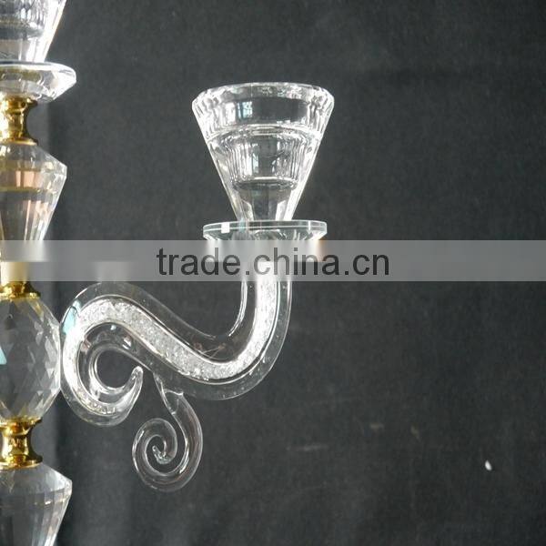 3 Arms Crystal With Metal Candelabra Candle Holder For Wedding Table Decoration