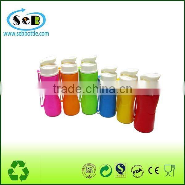 BPA Free eco-friendly outdoor silicone plastic camping water bottle collapsible sport water bottle