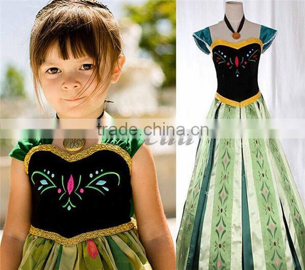 (Crazy Hot sell) Long sleeves dress Frozen princess dress Cosplay Fancy Dress Girl Birthday Party dress