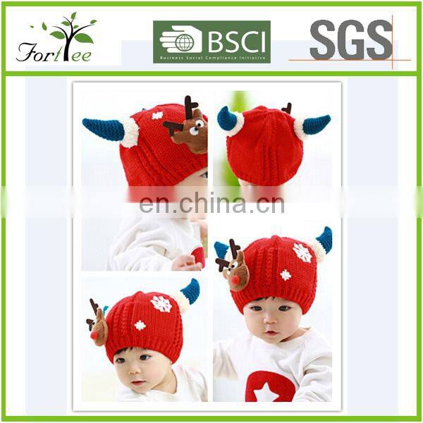 Alibaba fashional 100% acrylic knitted baby christmas hat