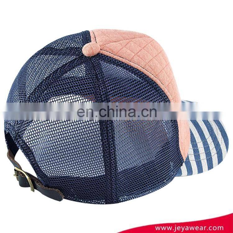 2017New fresh custom high quality spandex mesh trucker cap hat snapback cap with washed broken brim