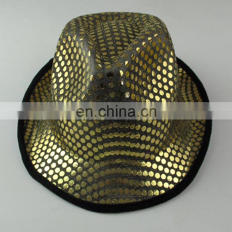 Hot sale fashion yellow paillette party cap and hat