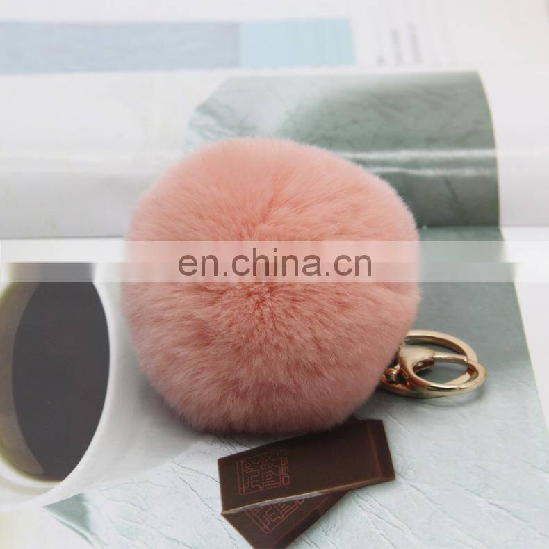 2016 Beautiful and Softly Multicolor Fur Ball Keychain Genuine Rabbit Fur Pom Pom Key Chain