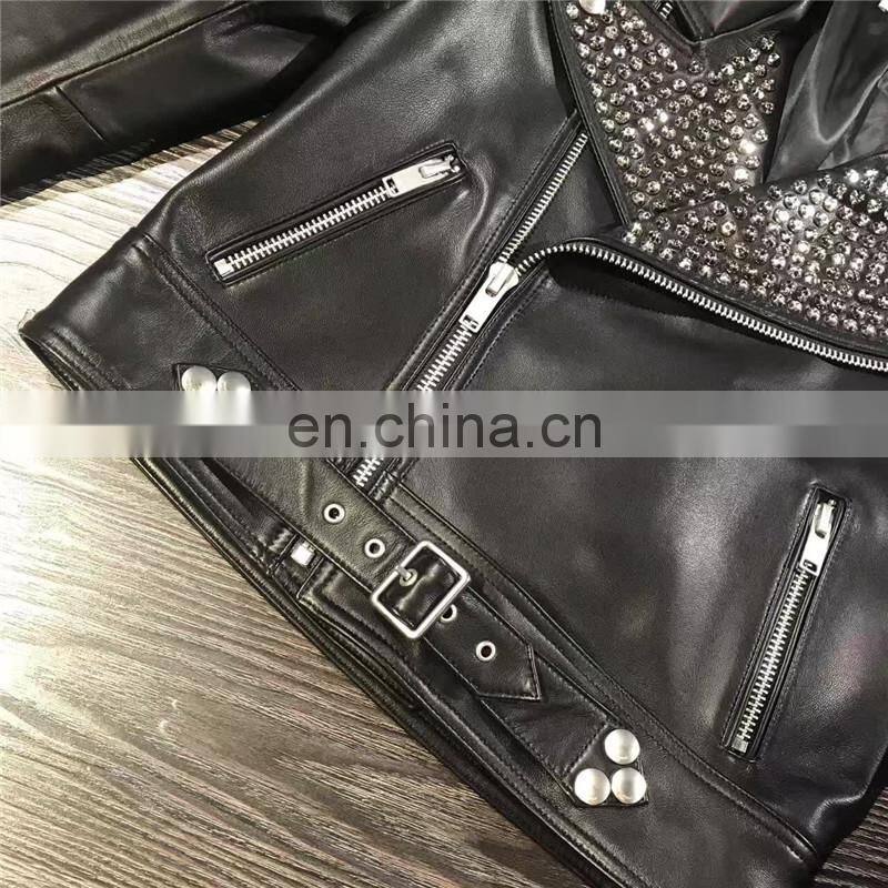 Wholesale Real Leather Jacket High End Fashion Women Harley Leather Jacket Italy Leather Jackets