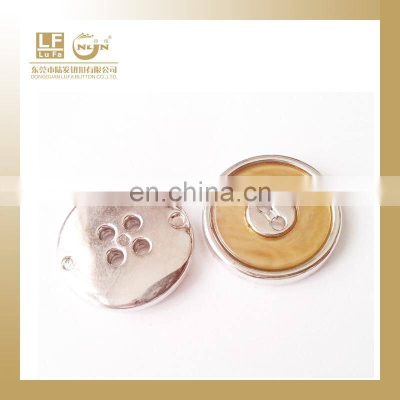 4 hole resin button with gold rim