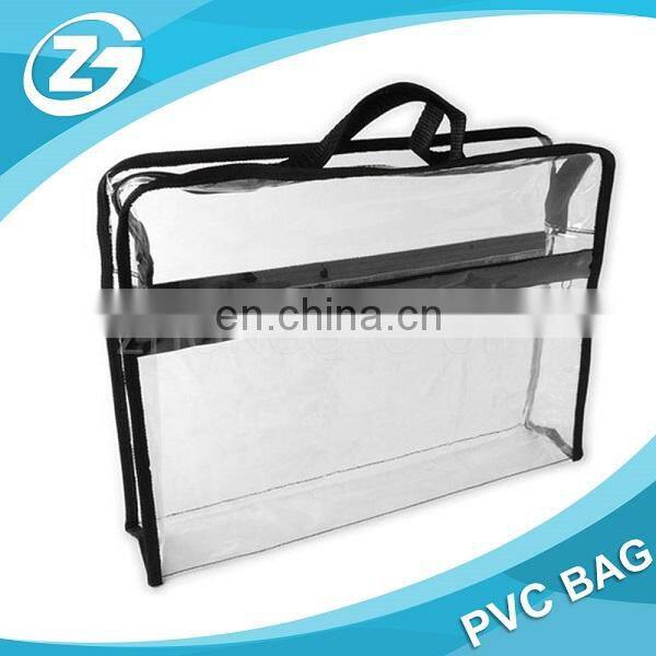 Waterproof Traspaent Logo Printed Polyester PVC Black Cosmetic Bag