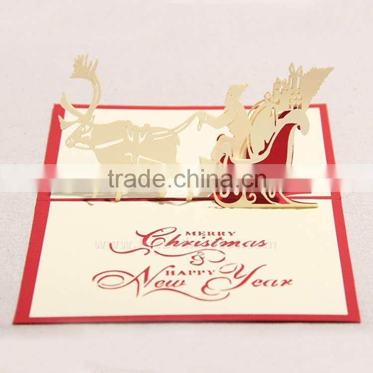 3d Europe regional factory price kirigami christmas greeting card, pop up christmas cards, greeting card 3d pop up