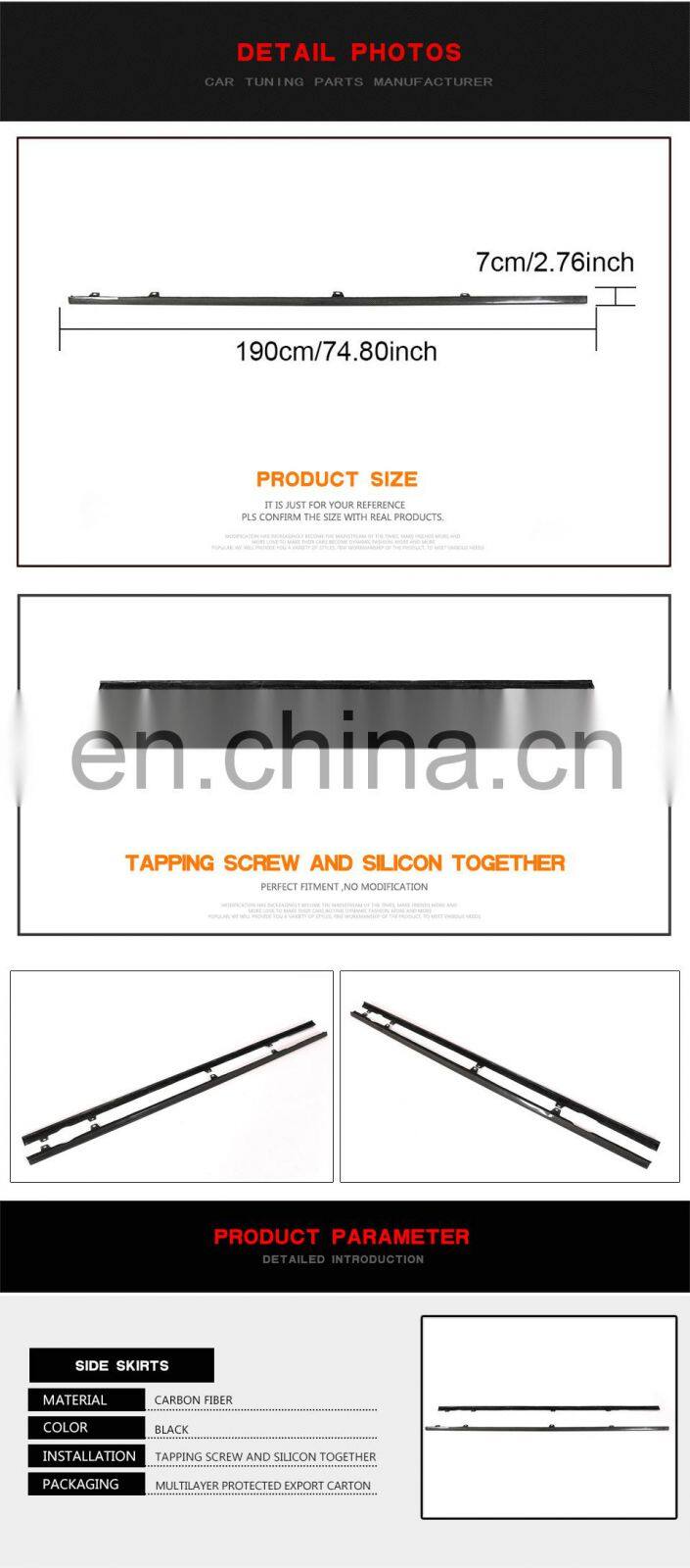 For Volkswagen VW Golf7 MK7 MK7.5 Reline carbon fiber side skirt 14-18