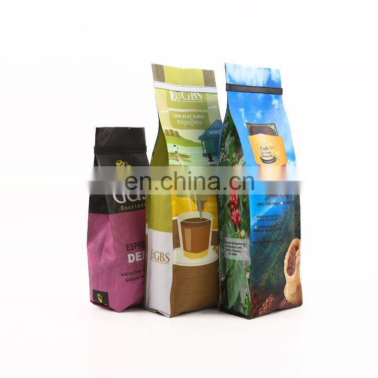 Eco-friendly wholesale side gusset custom printing aluminum foil coffee bag one way valve side gusset packaging pouches