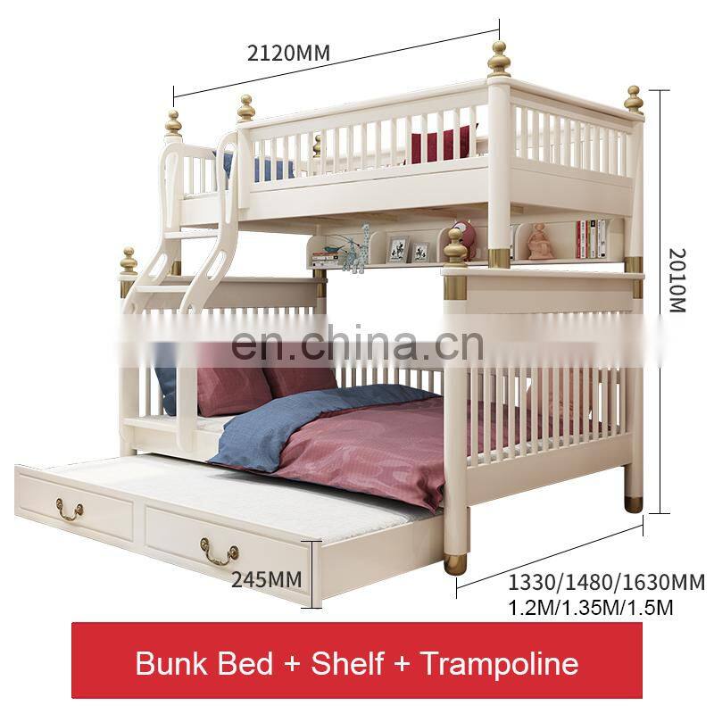 Wooden Bunk Bed Beds with Slide Bedroom Furniture for Mother and Child Bed