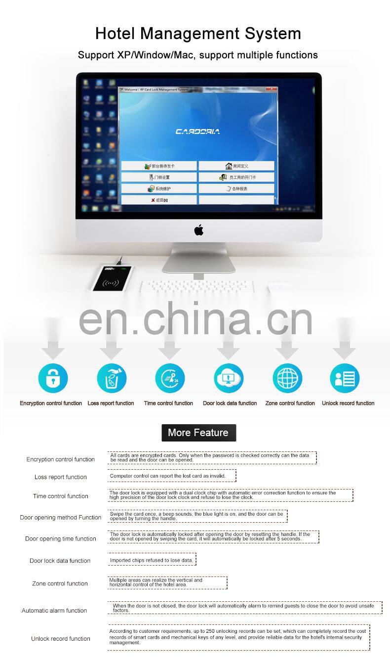 Popular Product Smart Push-Pull Digital rfid hotel card reader door lock support hotel version apartment version