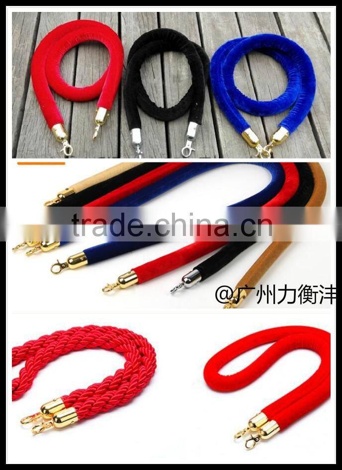 Hangging Rope with silver hook For Barriers at hotel