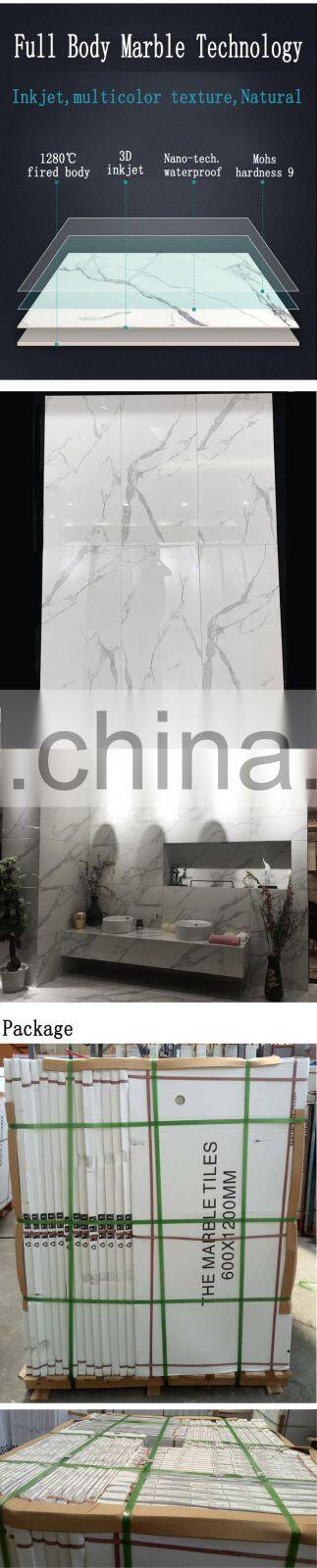 600*1200mm Calacatta Porcelain Tile, Full Body Marble Glazed Floor Tile