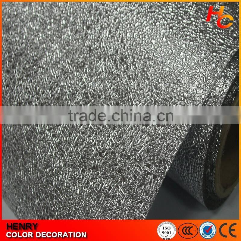 2016 fashion silver color embossed metallized decorative pvc film for furniture