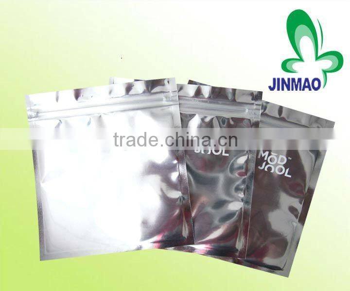 Three side sealed snack bag packaging with zip top