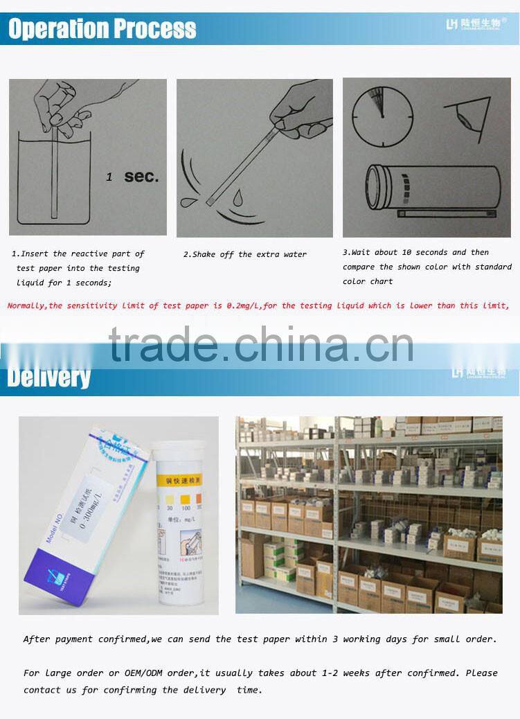 low MOQ copper indicator test strips