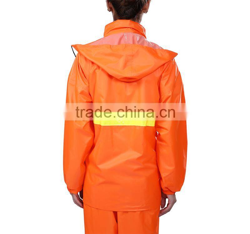 YANLI 100%waterproof,orange safety pvc vinyl reflective raincoat /reflective raincoat for adult