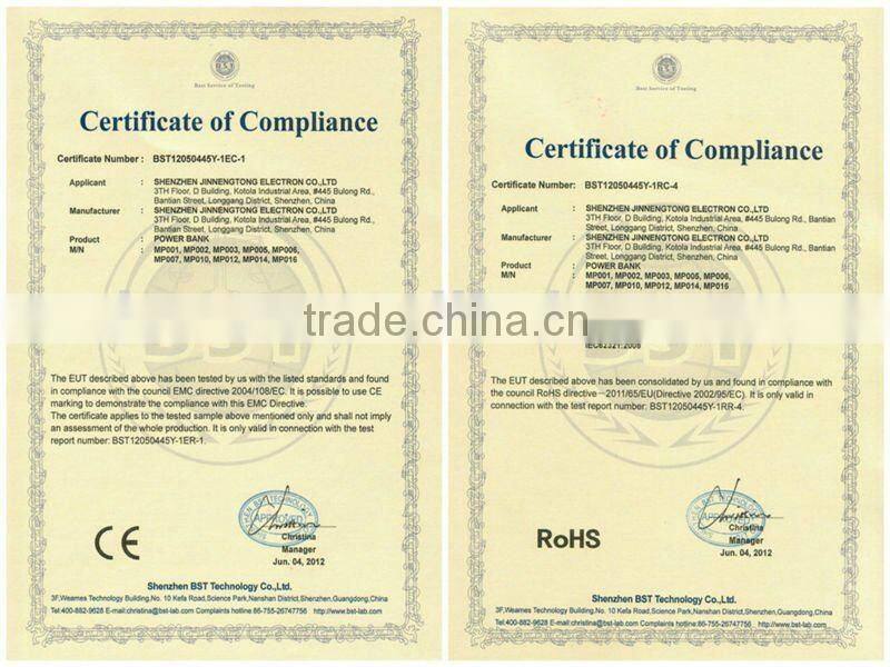 rechargeable battery powered emergency mobile phone charger with dual output for smartphone, MP016