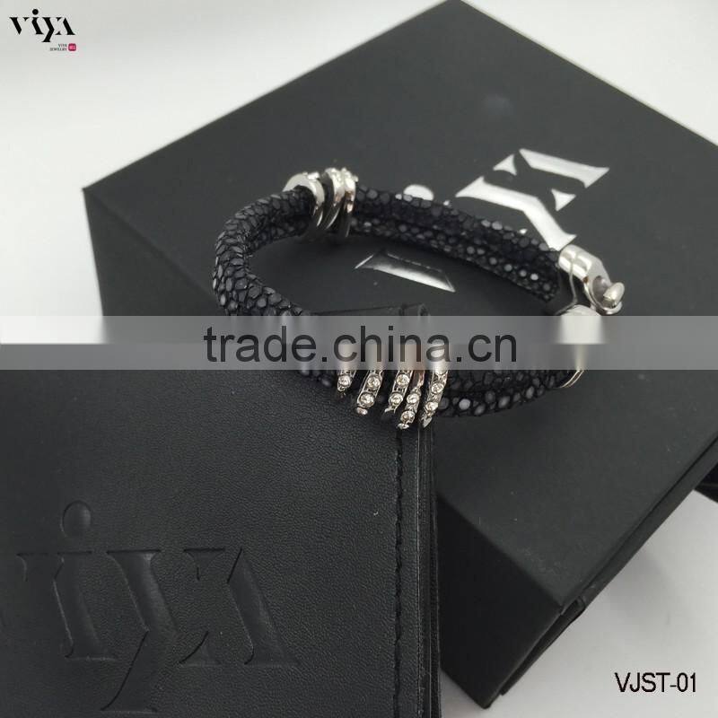 2016 Best Selling Products Stingray Leather Bracelet with 316L Stainless Steel Bracelet Jewelry for Wholesales