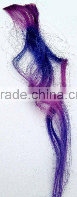 Tie Dye 100% Human Hair Extensions Blue And Purple Color