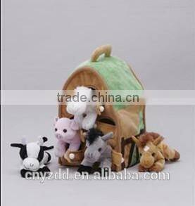 plush animal farm house/plush pet house/dog house plush