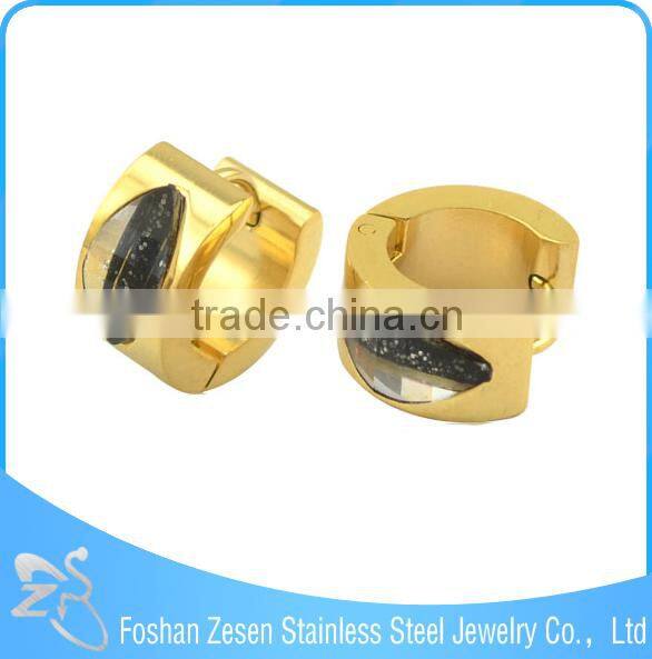 ZS13059 stainless steel rhinestone hoop earring wholesale china trendy simple gold earring