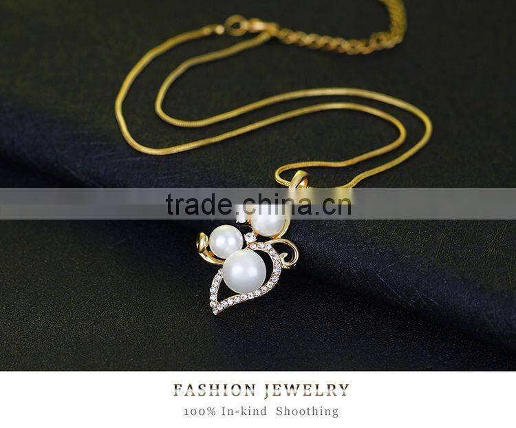 Gold Plated Elegant Fashion Inlaid Crystal Jewelry Sets Imitation Pearl Earrings Necklaces Ring Set For Women Wedding