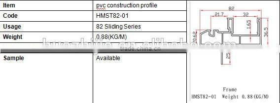 upvc plastic profile Sliding Series