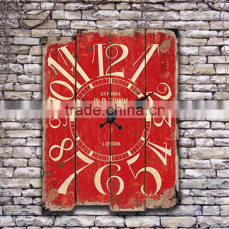 Shabby chic decorative wall clock made of wood