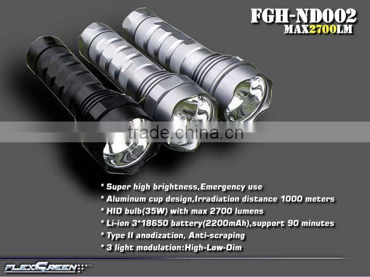 rechargeable 18650 battery 35W xenon hid police torch