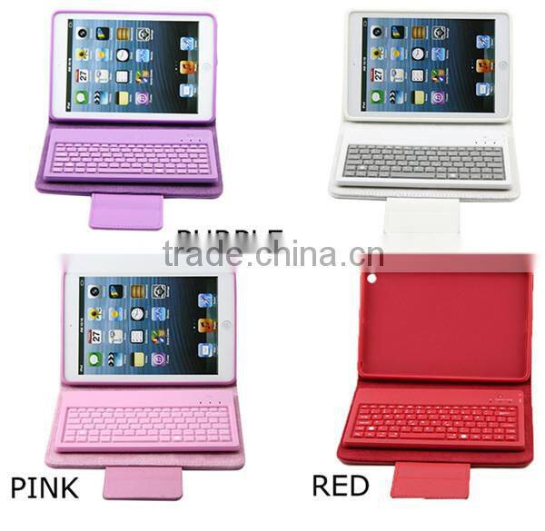 For Apple iPad Mini Stand Leather Case Cover With Removable Bluetooth Keyboard Bluetooth 3.0 keyboard technology, keyboard can