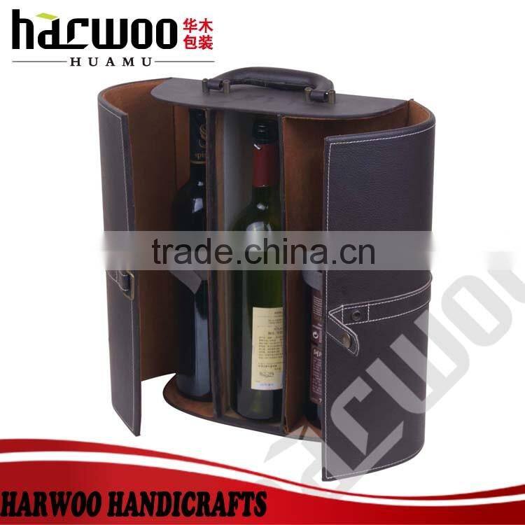 4 slots pu wine storage box,pu leather wine box with handle,hot popular leather wine box