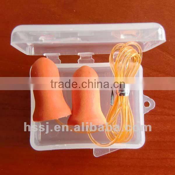 hot selling noise cancelling foam ear plugs with cord sleeping bullet shaped safety ear plugs (SNR:36db) foam ear plugs for sale