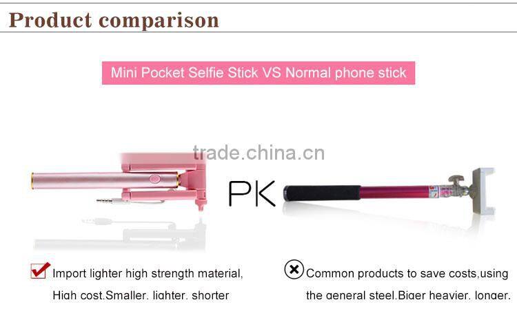 Veister 2016 Pocket size plug and play foldable mini wired cable selfie stick monopod