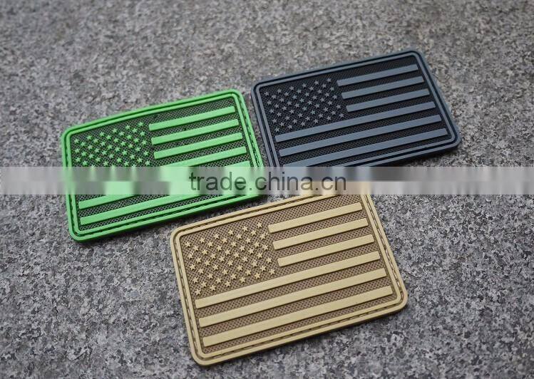 American Flag Patch Rubber PVC US Flag Hook And Loop Tactical Patches Military Armband Army Badge Red Green Color