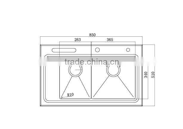 Factory direct sale Overmount kitchen sink Double Bowl with Drainboard