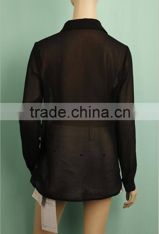 Office lady wear long sleeve chiffon digital printed uniform blouse WT140430257