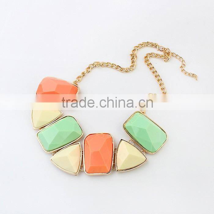 American and European hot sale fashion jewelry resin geometry necklace
