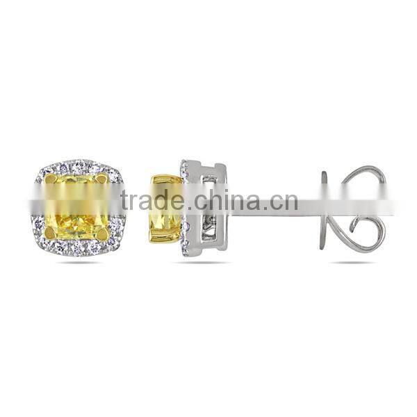 2016 Top selling 18K Gold Yellow Diamond Halo Stud Earrings