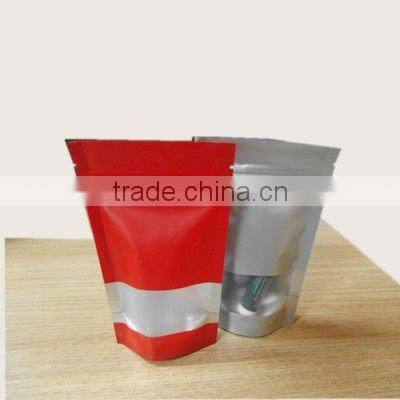 shiny aluminium foil zipper bag with see through window