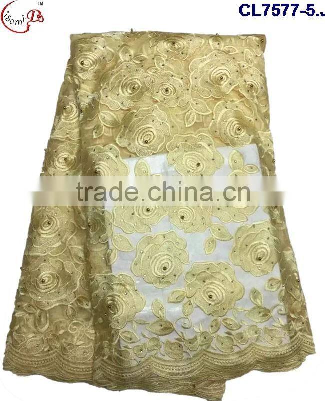 CL7577 2016 Chowleedee High quality Top Fashion Latest Design beaned lace fabric