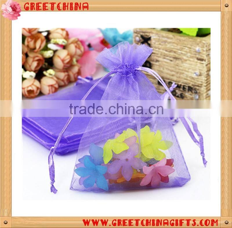 Eco-friendly recyclable drawstring organza cosmetic bags