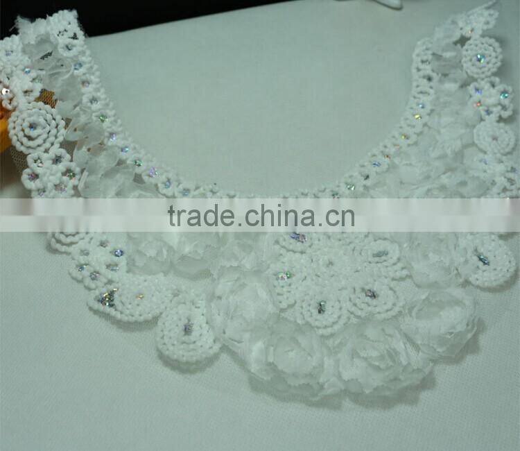 Chiffon Sequin Lace Fabric Mesh Embroidered U-shape Lace Collar
