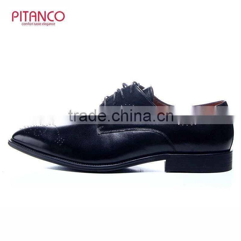 Brand men italian style genuine leather lace-up dress shoes